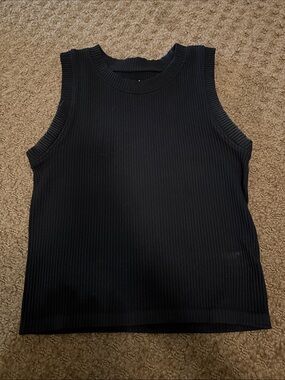 Hippie Rose Black Ribbed Tank Top